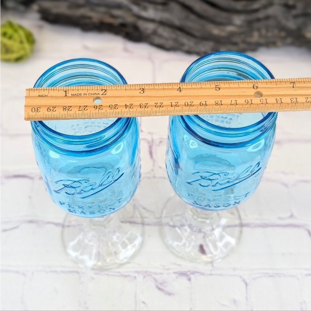 Set of 2 Limited Edition Redneck Blue Mason Jar Hillbilly Wine Glass - Picture 13 of 13